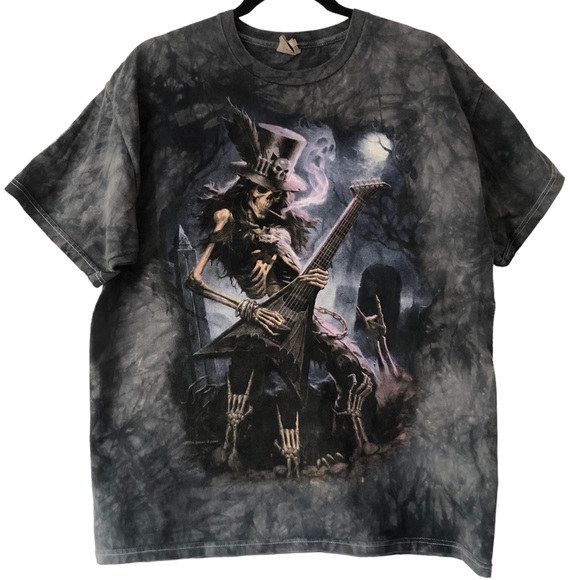 2009 Vintage James Ryman “Playing Deadl Skeleton Rock Star Tie Dye Tee T-shirt - Picture 1 of 5